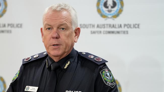 Police Commissioner Grant Stevens said detectives were paying particular attention to one identity who they believe was behind the threats. Picture: Dean Martin