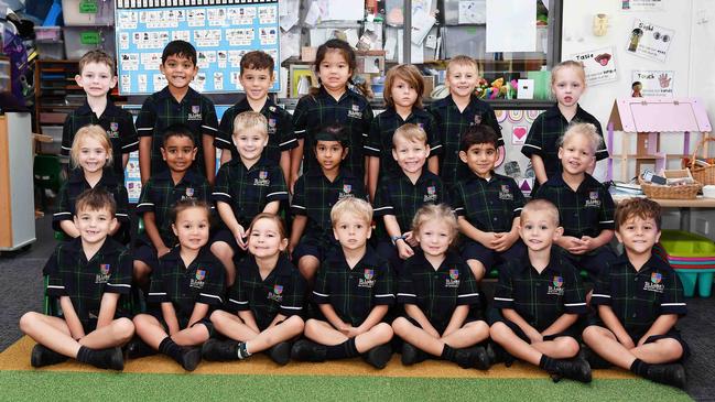 My First Year: St Lukes anglican School, Prep B. Back row from left: Dante C, Aviraj W, Storm M, Rosemary B, Hugh B, Dusty L, Marcy M.Middle row from left: Oceania C, Adam J, Ethan G, Minara A, Harvey G, Omer D, Lycan G. Front row from left: Lennox B, Vera A, Ava K, Samuel L, Milla S, Arie Z, Finnley H. Picture: Patrick Woods.