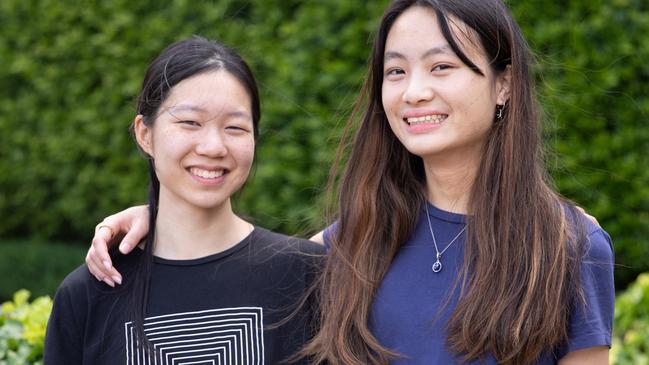 Sophie Yang and Violet Zheng both scored a perfect 99.95 ATAR score, and were joint duxes with a third student at Methodist Ladies' College. Picture: Supplied.