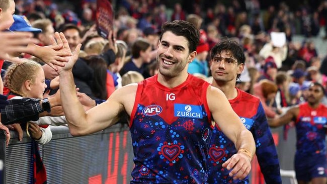 Melbourne president Kate Roffey says star midfielder Christian Petracca has ‘raised some issues’ with the club but will not leave. Picture: Quinn Rooney / Getty Images