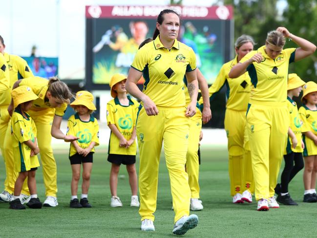 Megan Schutt before rolling through India for her first five-wicket haul in an ODI. Picture: Getty Images