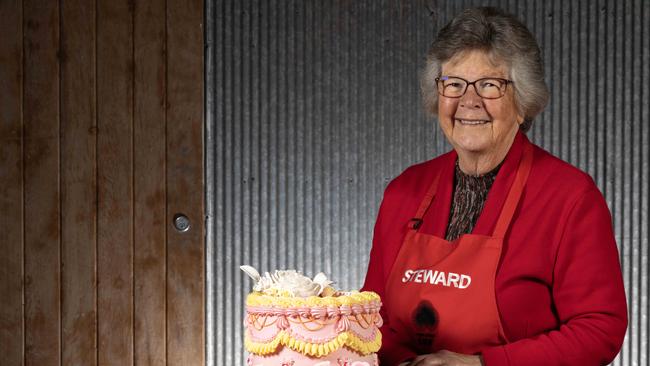 The longest serving cake steward at the Royal Adelaide Show, Joy Middleton, at the Adelaide Showgrounds last week. Picture: Emma Brasier