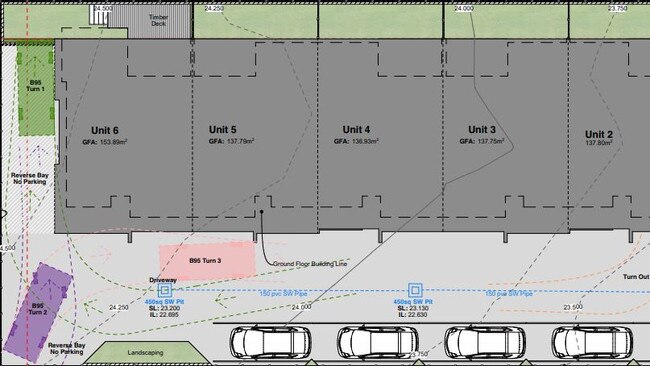 Plans for the three-bedroom units on Clifton Street.