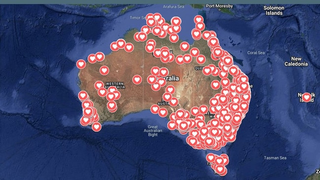 In 2024, there were 103 Australian women who were murdered while this year’s toll already sitting at 24, according to Australian Femicide Watch. Picture: https://australianfemicidewatch.org/mapping-femicides/