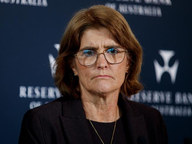 SYDNEY, AUSTRALIA - NewsWire Photos JUNE 18, 2024: Reserve Bank Governor Michele Bullock during a press conference following Tuesdays decision to keep interest rates on hold. Picture: NewsWire / Nikki Short