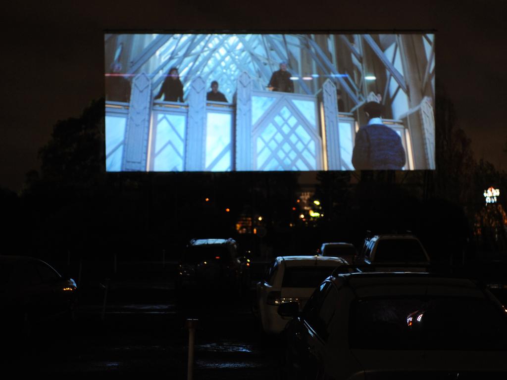 People watch a screening of film “Star Trek” playing at Mainline drive-in at Gepps Cross in 2009.