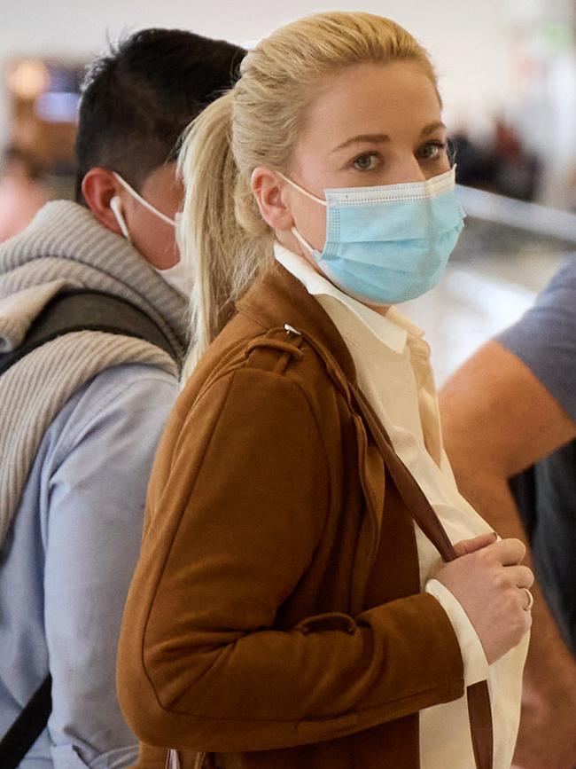 Cassie Sainsbury arrives at Adelaide Airport earlier in the week for the first time since 2017. Picture: Matt Loxton