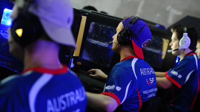 Australia gamers compete during the The 8th e-Sports World Championship in Indonesia. Picture: Robertus Pudyanto/Getty Images