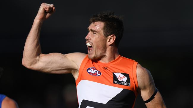 Jeremy Cameron celebrates a goal. Picture: AAP