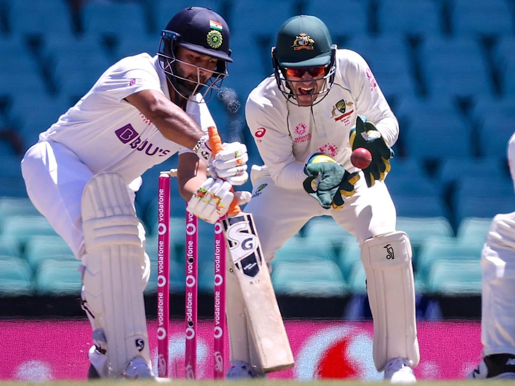 Australia's wicketkeeper Tim Paine enjoyed a running battle with India's Rishabh Pant. Picture: AFP