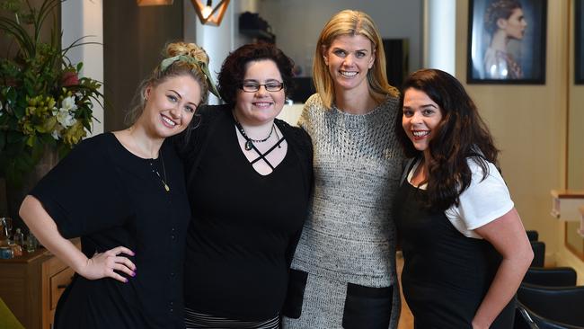 Number 6 (joint): Rare Earth Hair in Prahran. Laura Adams, Rachael Webb, owner Donna White and Charlotte Davies. Picture: Josie Hayden