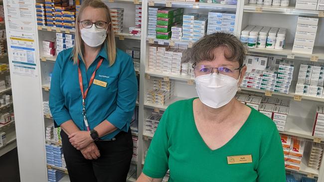 Soul Pattinson Chemist Westbury retail manager Tracey Lee and owner Kelli Houlahan. Picture: Alex Treacy