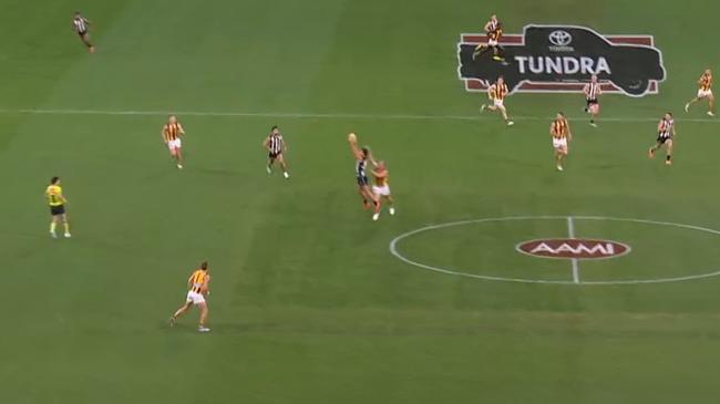 And he has now taken a long-awaited first contested mark. Photo: Fox Sports