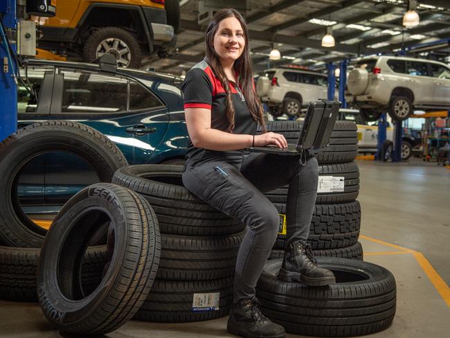 Toyota master technician Natasha Smith encourages people to ignore stereotypes. Picture: Brad Fleet