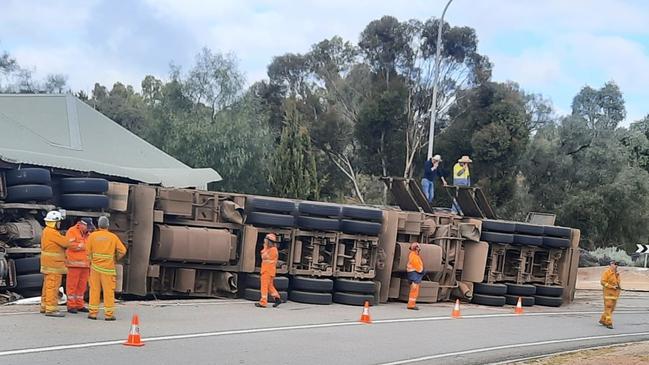 The cattle truck rolled on to a home in Burra.