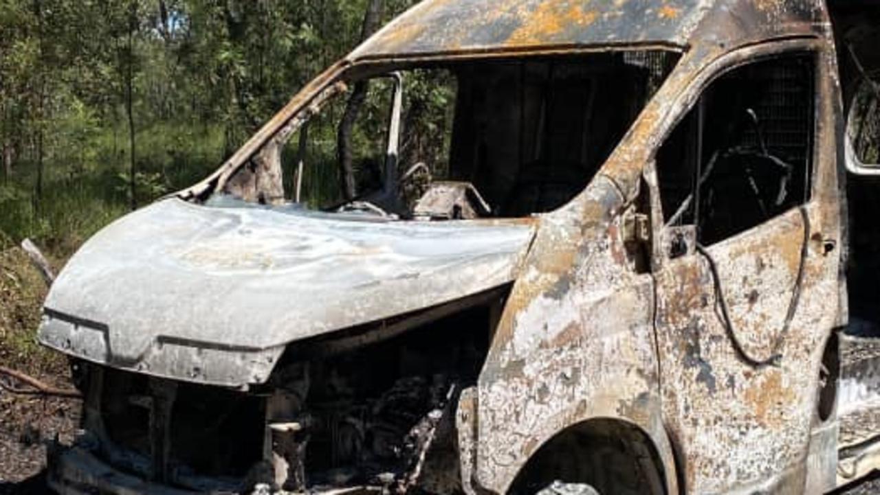 An allegedly stolen courier van swiped from the Aramex depot at Maryborough has reportedly been found burnt out and abandoned.