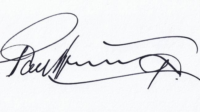 Paul Keating’s swirling signature.