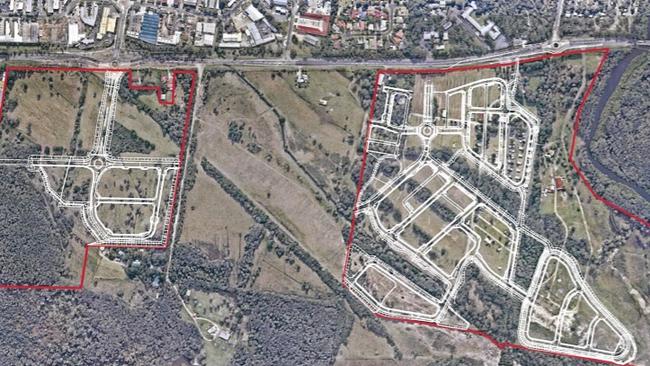 The two areas which relate to the Site R & D development application for a residential subdivision in the West Byron Urban Release Area along Ewingsdale Road.