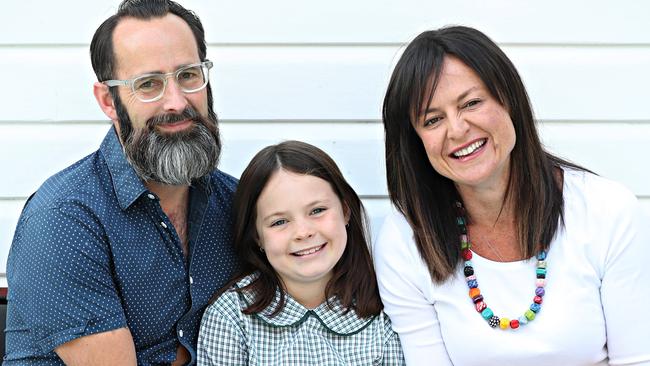 Mark Nielsen, Yvette Miller and their daughter Harper Nielsen. Picture: Annette Dew