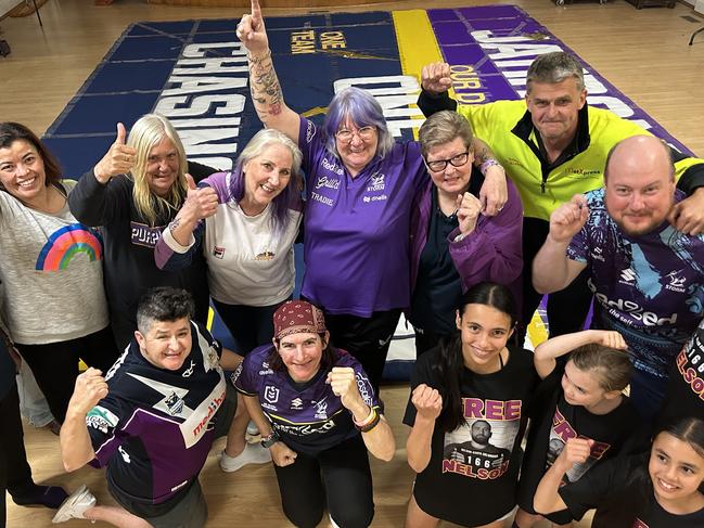 The Melbourne Storm banner crew ahead of the 2024 NRL Grand Final.  PIcture: Shannon Gill