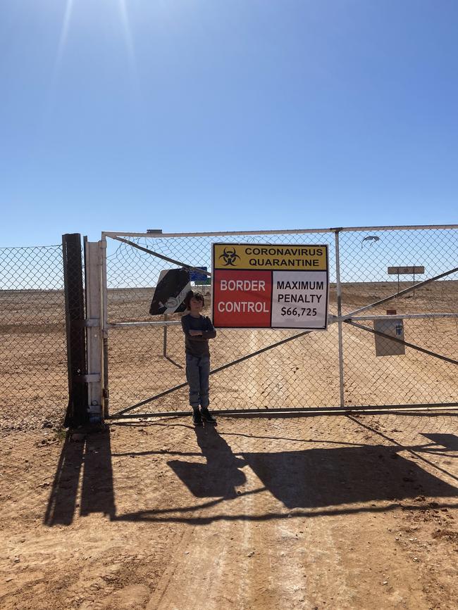 Grady at the Queensland border picture by Tess Durack