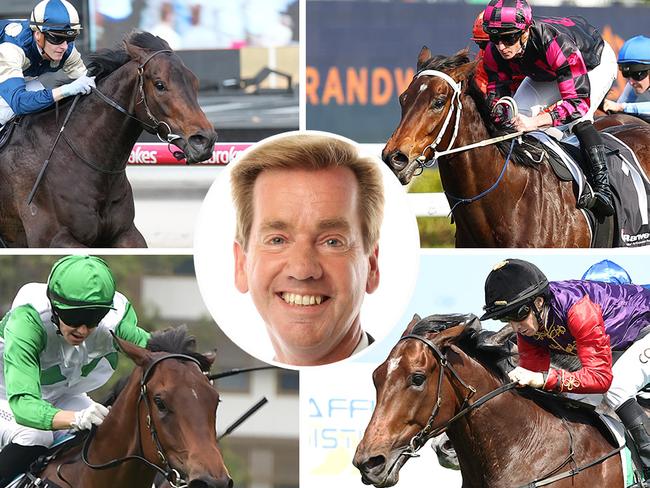 Ray Thomas will have a close eye on Nadal (top left, Supernova at Pakenham), Our Kobison (top right, Race 9 at Randwick), Gilded Water (bottom right, Race 6 at Randwick) and Hi Barbie (bottom left, BJ McLachlan Stakes at Eagle Farm) today.