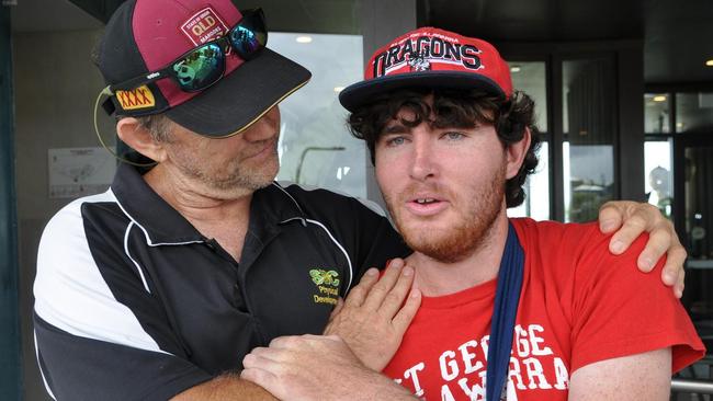 Live Better Care worker Scott Maclean consoles Kyle Mahoney