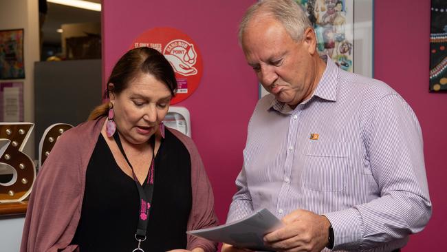 BreastScreenNT's Anne Davies and Health Minister Steve Edgington attended a celebration event at the Casuarina Health Services Centre to mark 30th anniversary. Picture: Pema Tamang Pakhrin