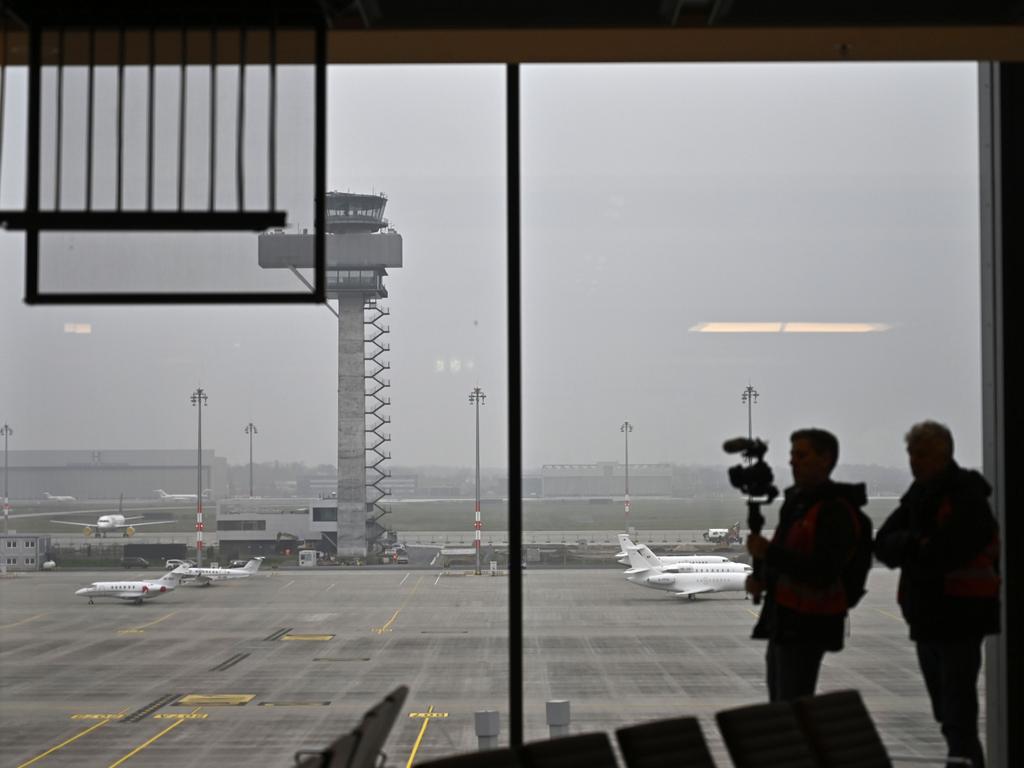 The air traffic control tower, seen from the terminal building. Picture: Tobias Schwarz/AFP