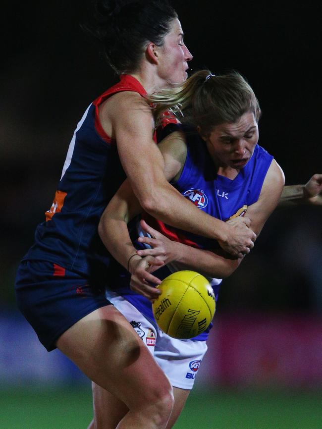 Melissa Hickey and Maddy Collier clash.