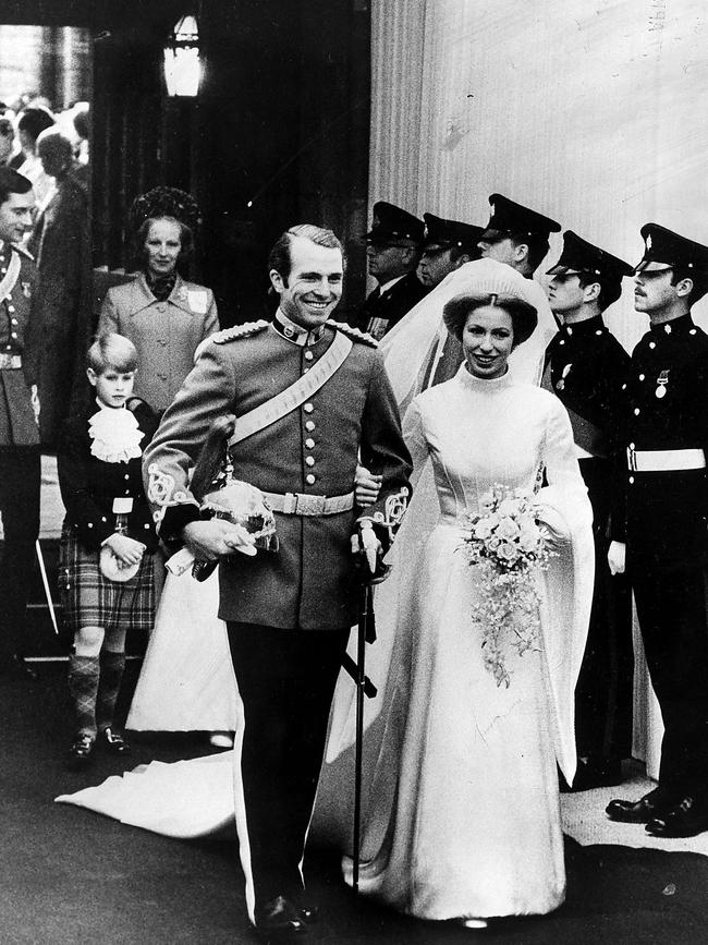 Princess Anne on her wedding day to Captain Mark Phillips in 1973. Picture: Mega Agency