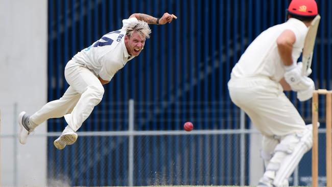 Jake Reed in full flight for Geelong on Saturday. Picture: Stephen Harman