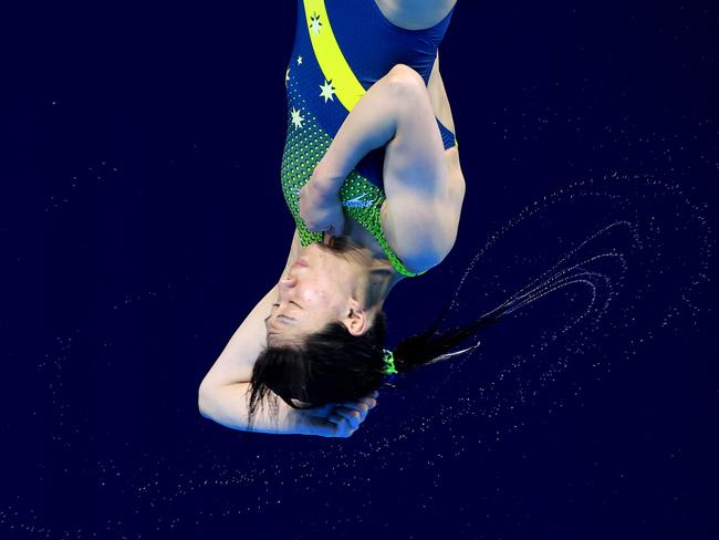 Australia’s Esther Qin during the women's 3m springboard final at the Tokyo Aquatic Centre. Picture: Adam Head