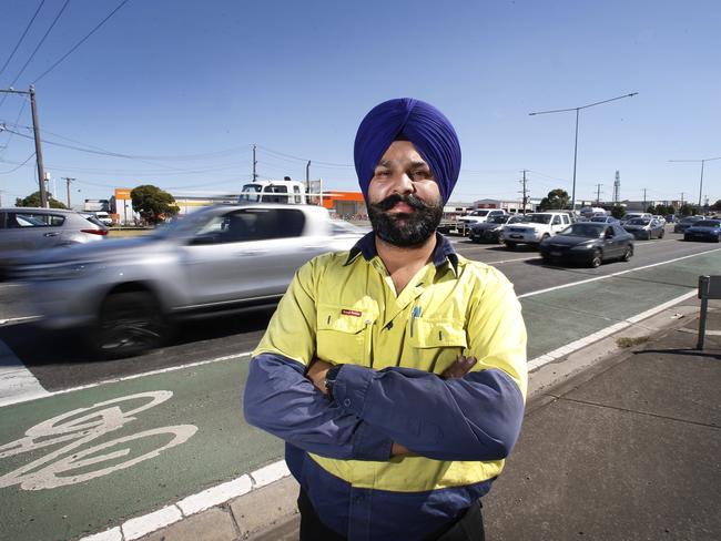 Truck driver Navtej Singh spends most of his day behind the wheel and says traffic is getting worse. Picture: David Caird