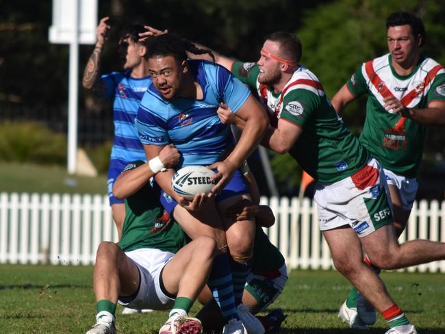 Shane Tomokino looks for an offload. Picture: Sean Teuma/NewsLocal