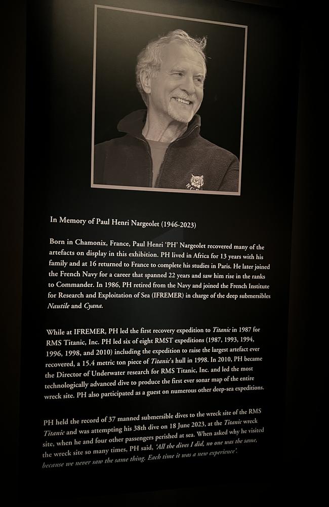 Titanic: The Artefact Exhibition at Melbourne Museum is in memory of Paul Henri ‘PH’ Nargeolet, who died on the Titan submersible last year.