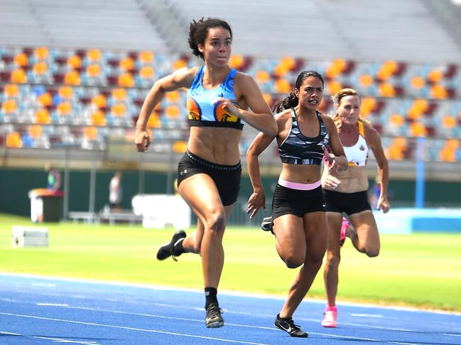 Torrie Lewis, womens 100m openQueensland athletic state titles.Saturday March 13, 2021. Picture, John Gass