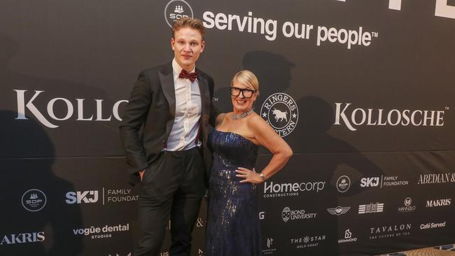 Braeden Middleton & Renay McIntyre arriving at the Kollosche People's Ball at The Star. Picture: Glenn Campbell
