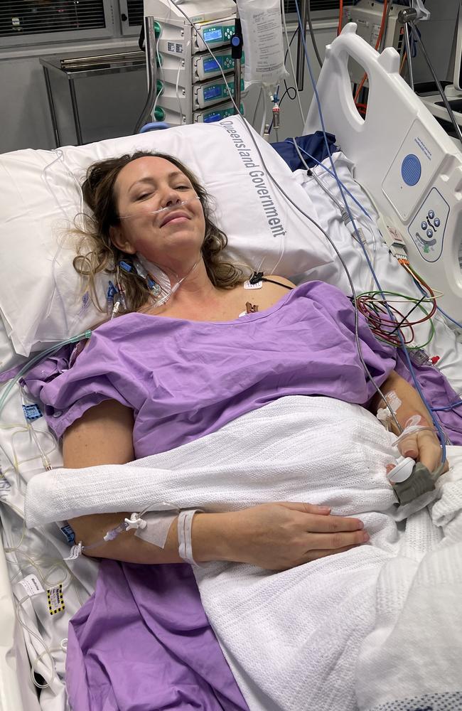 Natalie Hunter in hospital. Picture – contributed.