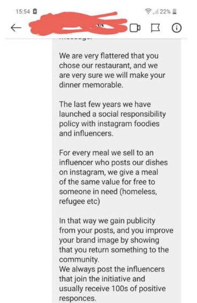 But in response, the restaurant had a counteroffer which they said has proved unpopular so far. Picture: Reddit.