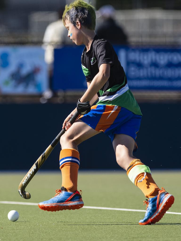 Newtown Norths Tigers captain Cooper Gollan against Past High in under-11 boys Presidents Cup hockey at Clyde Park, Saturday, May 27, 2023. Picture: Kevin Farmer