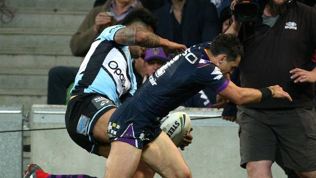 Slater was hit with a grade-one shoulder charge for his collision with Cronulla’s Sosaia Feki.