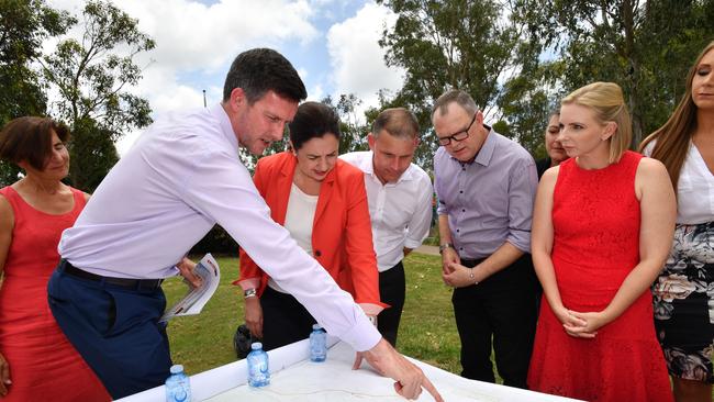 Queensland Minister for Main Roads, Road Safety and Ports and Minister for Energy, Biofuels and Water Supply, Mark Bailey (left) and Queensland Premier Annastacia Palaszczuk announce their plans for an M1 upgrade on Sunday. Picture: AAP Image/Darren England