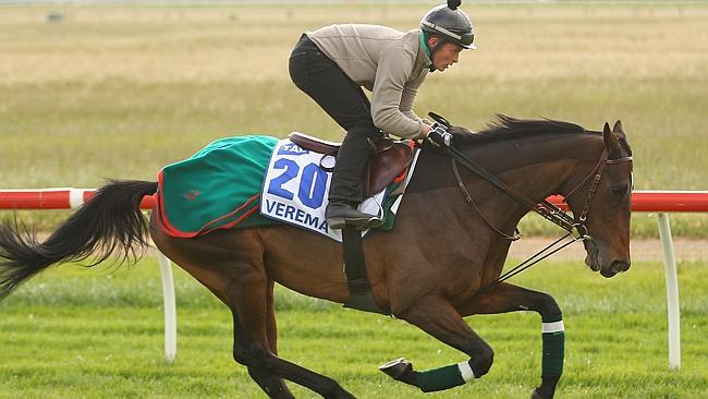 Jonathan Fleutot rides French mare Verema at Werribee. Picture: Getty Images