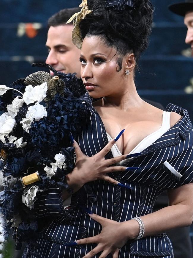 US rapper Nicki Minaj arrives for the 2025 Met Gala.