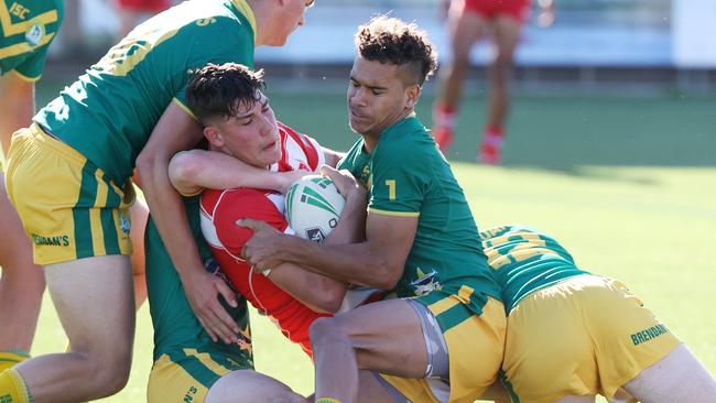 PBC 13. Jayden Wright, Queensland Schoolboy Phil Hall Cup rugby league grand final between Palm beach Currumbin SHS and St Brendan's College, Redcliffe. Picture: Liam Kidston