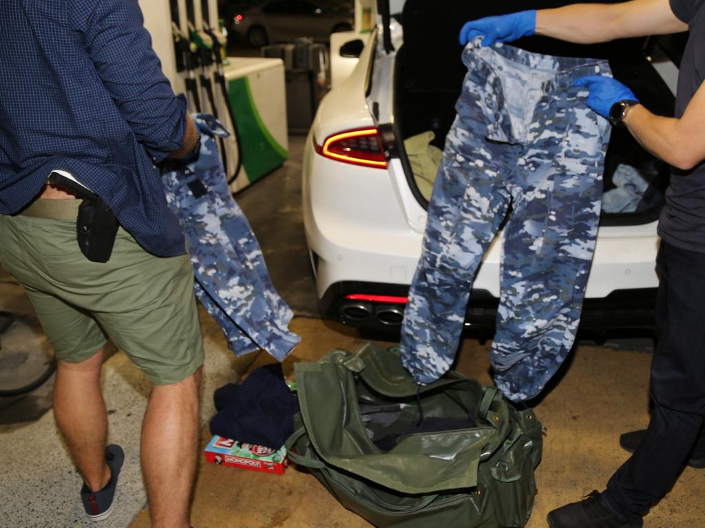 Police found RAAF fatigues in the back of the car. Picture: NSW Police Force