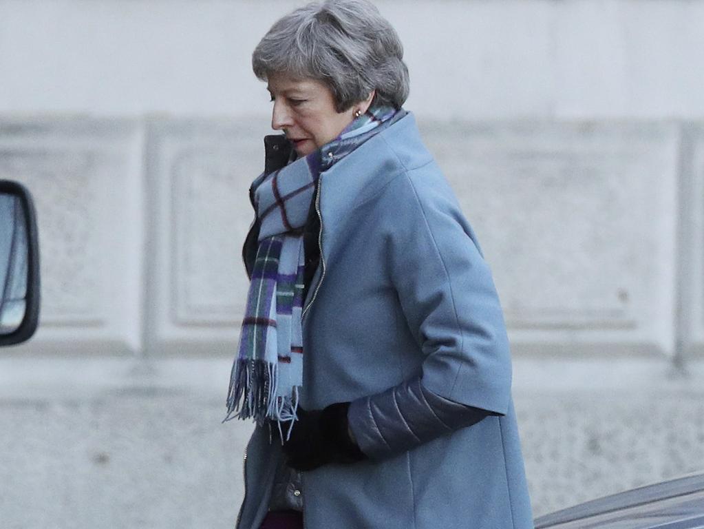 Britain's Prime Minister Theresa May arrives at Downing Street, in London, on Monday ahead of another tough week.