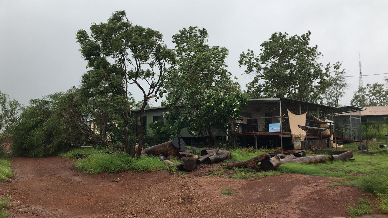 In Ngukurr, located in the banks of the Roper River, trees have fallen and the power is down. Picture: Supplied.