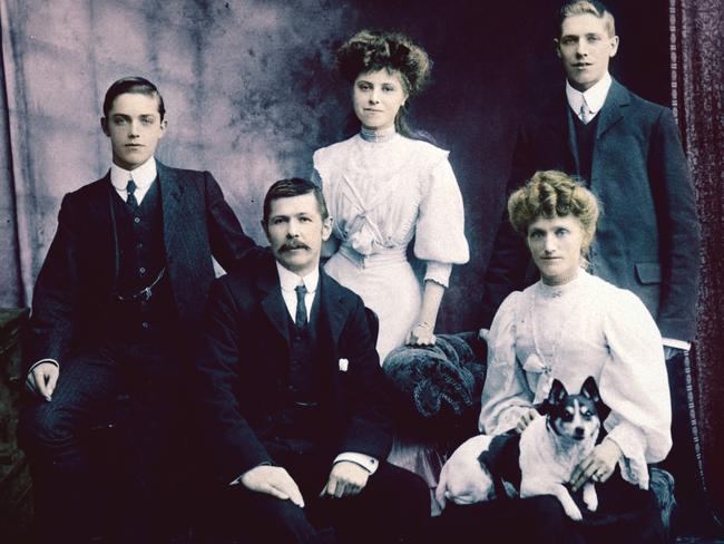 Gone, but not forgotten ... Arthur James Adams (left) with his family before leaving for Australia and the war.